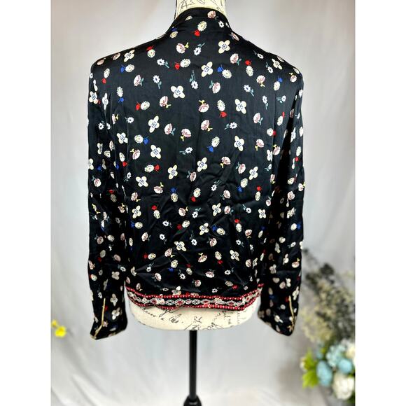 Zadig & Voltaire Vendrix Floral-Print Open-Front Jacket 38 (M) Black Multi - Picture 12 of 16